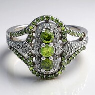 Grüner Diamant-Silberring