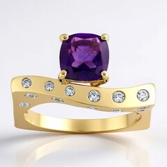 Anello in oro con Ametista AAA (de Melo Gold)