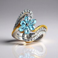 Aquamarine Silver Ring (Gems en Vogue)