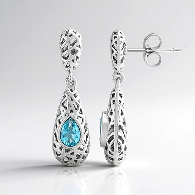 Orecchini in argento con Apatite Blu (MONOSONO COLLECTION)