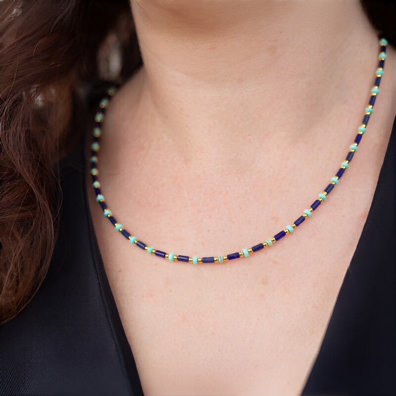 Edelstein-Silberhalskette