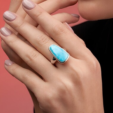 Anello in argento con Larimar (KM by Juwelo)