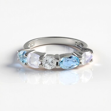 Anello in argento con Pietra di Luna Blu (KM by Juwelo)