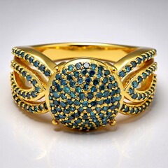 Anello placcato in oro con Diamante Fancy