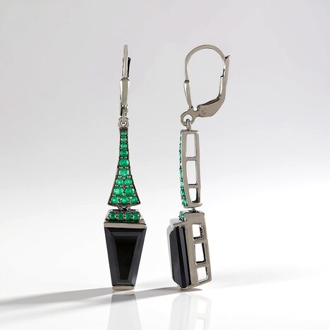 Orecchini in argento con Spinello Nero (KM by Juwelo)