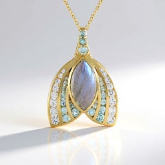 Collana in argento con Labradorite Blu Maniry (KM by Juwelo)