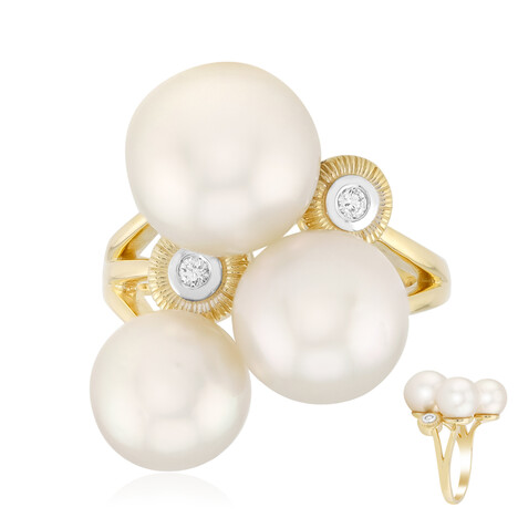 Anello in oro con Perla Bianca dei Mari del Sud (Michelle Albala)