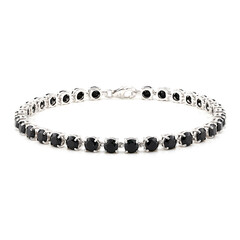 Schwarzer Spinell-Silberarmband