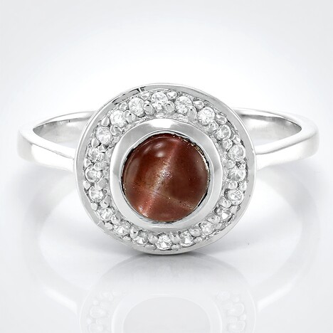 Bague en argent et Scapolite œil-de-chat