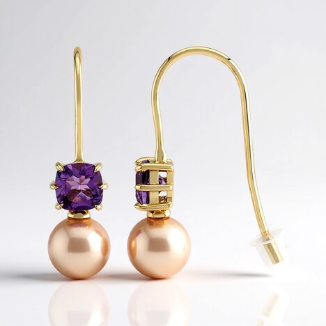 Orecchini in argento con Perla Ming Porpora (TPC)