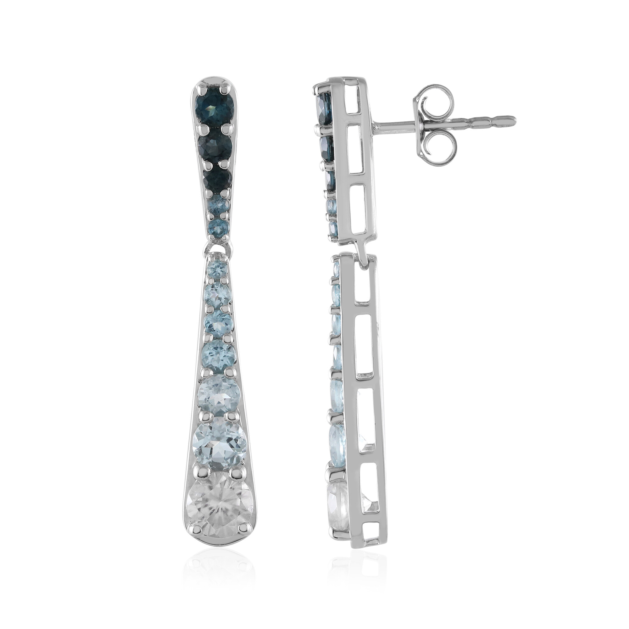 Orecchini In Argento Sterling Con Gemma Topazio Blu Cielo - Foto 6