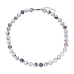 Porzellanweißer Achat-Silberhalskette