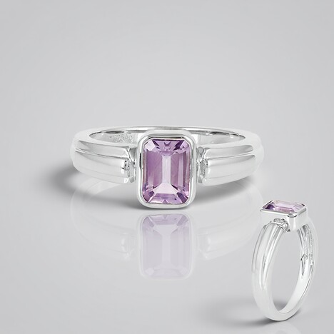 Bague en argent et Améthyste Rose de France