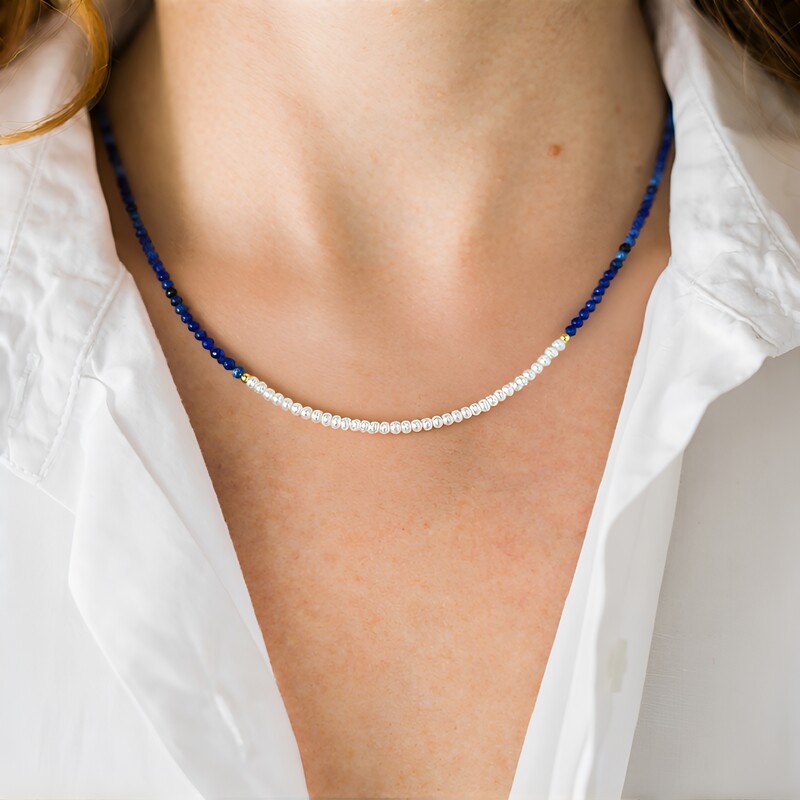Zilveren halsketting met Nepal Kyanieten (Riya)