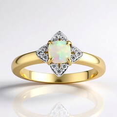Anello in oro con Opale Bianco Brasiliano