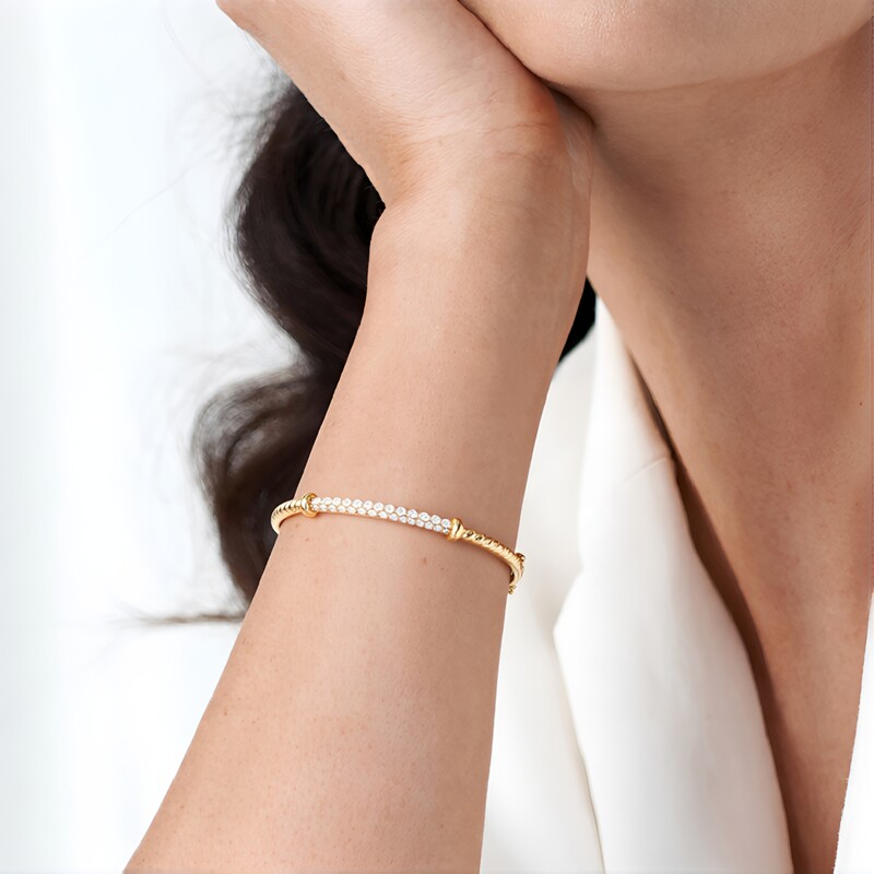 14K SI1 (H) Diamond Gold Bangle (CIRARI)