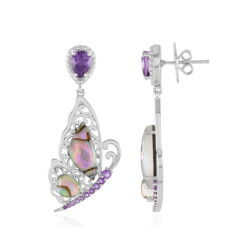 Orecchini pendenti in argento sterling 925 con conchiglia di abalone, orecchini con pietre preziose, realizzati a mano, nuovi di zecca, regalo di fidanzamento per lei. - Italia