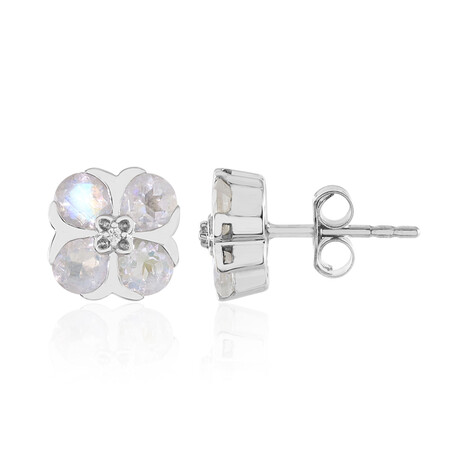 Regenbogen-Mondstein-Silberohrringe