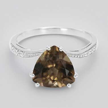 Bague en argent et Quartz fumé