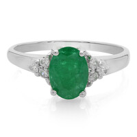Anello placcato in platino con Smeraldo Bahia
