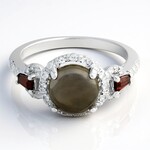 Anello in argento con Quarzo Fumè