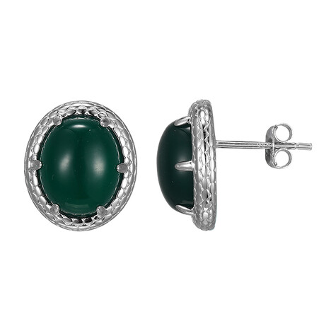 Pendientes en plata con Ágata verde