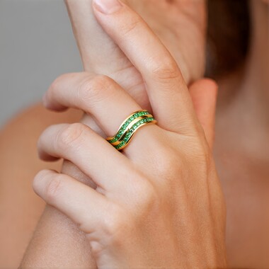 9K Russian Emerald Gold Ring (de Melo Gold)