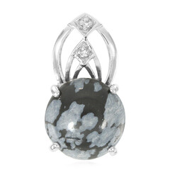 Pendentif en argent et Obsidienne Flocon-de-Neige