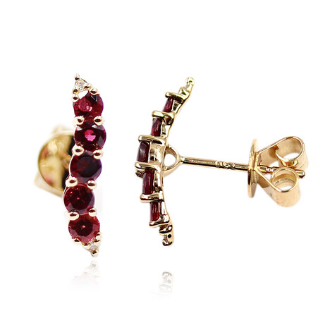 Boucles d'oreilles en or et Spinelle rouge noble