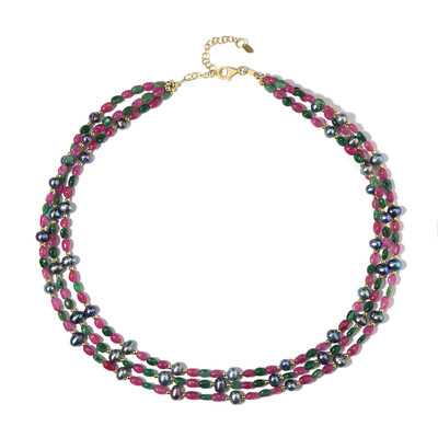 Collar en plata con Perla freshwater negra (Riya)