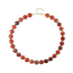 Zilveren halsketting met rode jaspisstenen