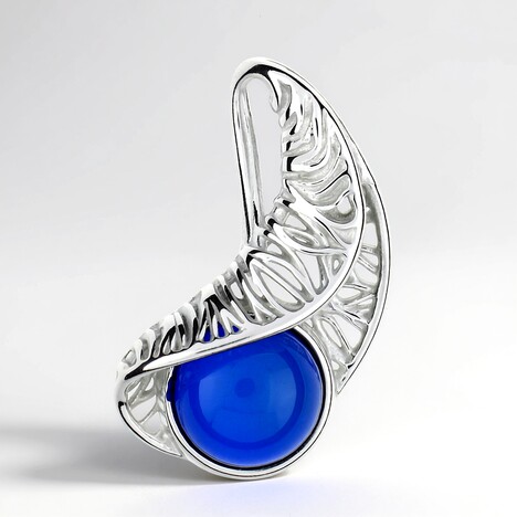 Ciondolo in argento con Ambra Blu Colombiana (dagen)