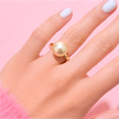 Kabira Golden South Sea Pearl Silver Ring (Annette)