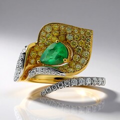 Bague en or et Emeraude de Zambie AAA