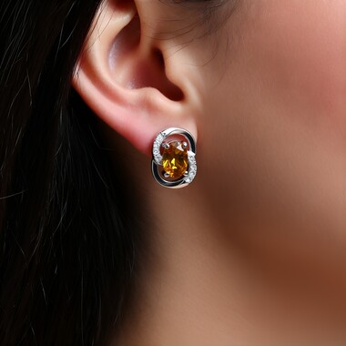 Pendientes en plata con Citrino