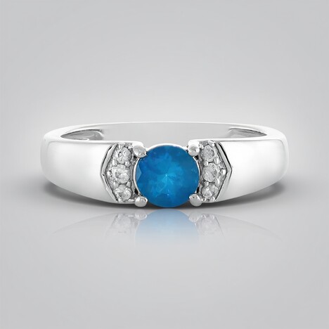 Bague en argent et Apatite bleu néon
