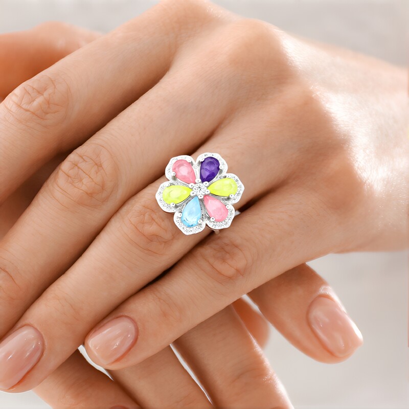 Anillo en plata con Cuarzo rosa pastel