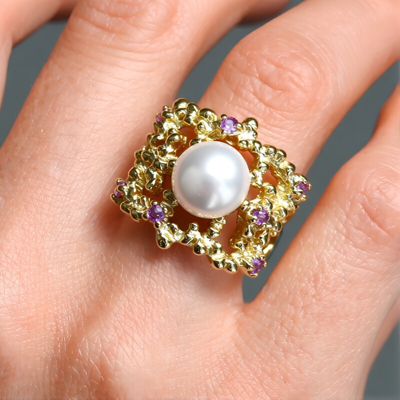 Weiße Süßwasserzuchtperlen-Silberring (TPC)