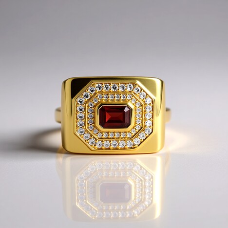 Anello in argento con Granato Mozambico
