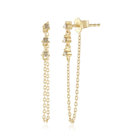 Pendientes en plata con Diamante champán I2