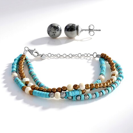 Parure in argento con Howlite (Riya)