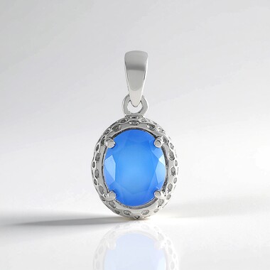 Colgante en plata con Calcedonia azul