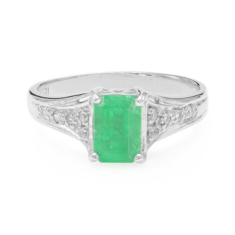 Zilveren ring met een Bahia-smaragd