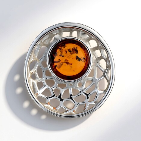 Ciondolo in argento con Ambra Baltica Cognac (dagen)
