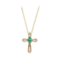 Gouden halsketting met een AAA Zambia smaragd