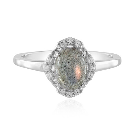 Bague en argent et Labradorite rose de Maniry