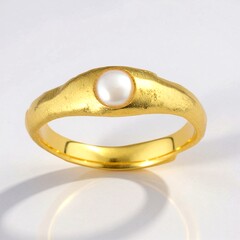 Anello in argento con Perla d'Acqua Dolce Bianca (Joias do Paraíso)