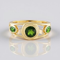 Anello in argento con Diopside Russo