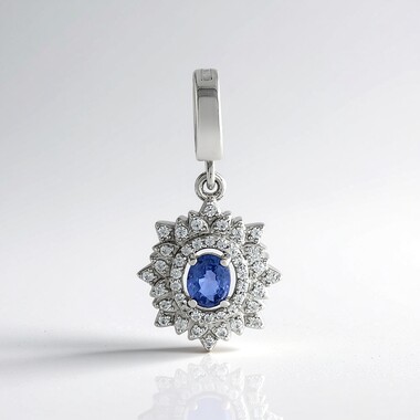 Colgante en plata con Zafiro azul Ceylon sin calentar