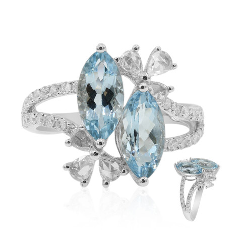 Anello in oro con Acquamarina Brasiliana AAA (CIRARI)